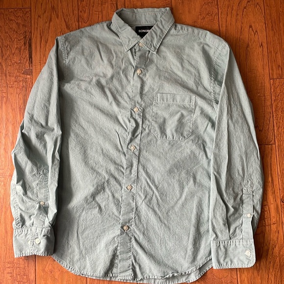 Bonobos Washed Button Down Green Medium Short - Picture 1 of 4